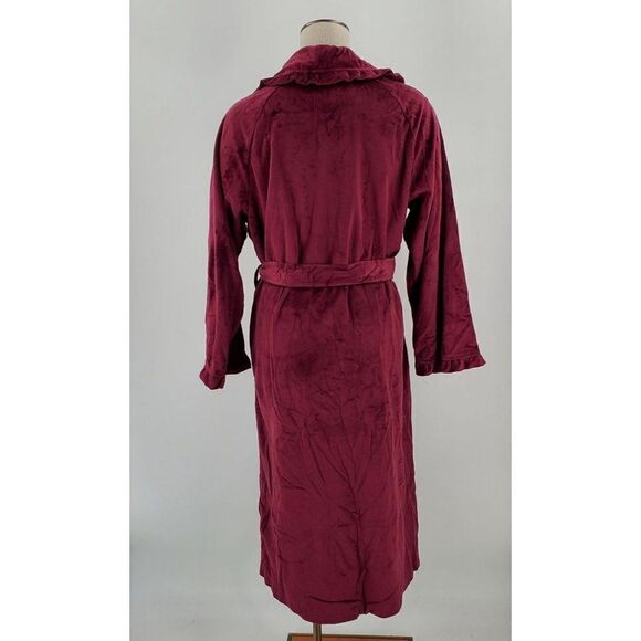 Cabernet Womens Robe Long Soft Plush Purple Belt Pockets Size Large New - Picture 7 of 10